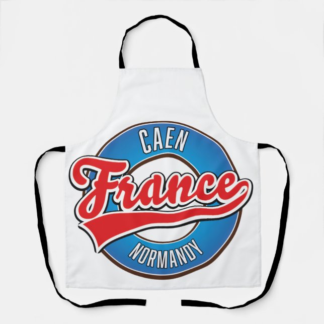Delantal logotipo retro de Caen Normandía Francia (Anverso)