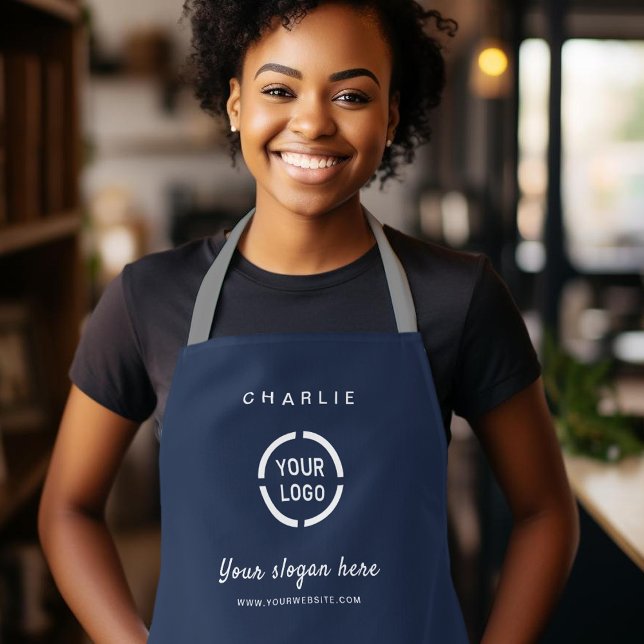 Delantal Logotipo simple de la empresa Personalizado (Simple Custom Company Logo personalized blue Apron)