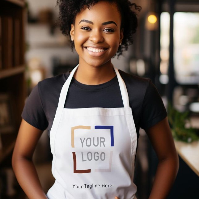 Delantal Logotipo simple de la empresa Personalizado (Simple Custom Company Logo personalized white Apron)