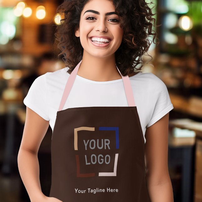 Delantal Logotipo simple de la empresa Personalizado person (Simple Custom Company Logo personalized brown Apron)