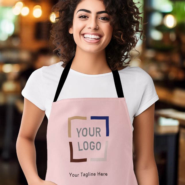 Delantal Logotipo simple de la empresa Personalizado - rosa (Simple Custom Company Logo personalized pink Apron)
