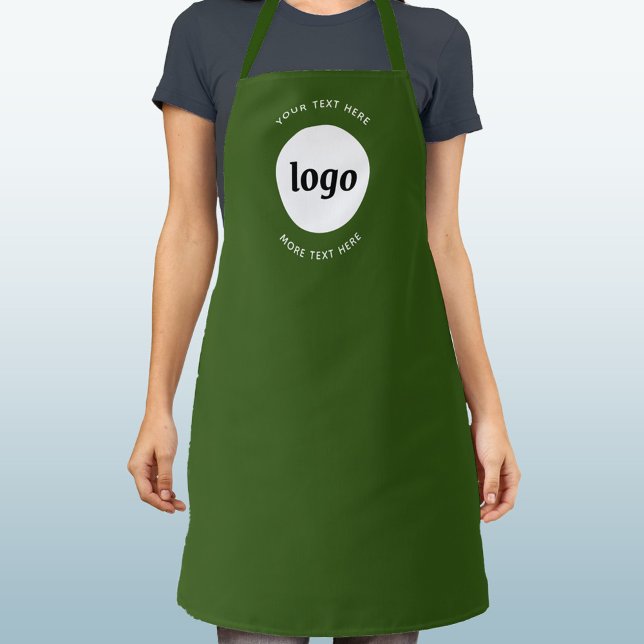 Delantal Logotipo simple Textos Negocios Promocional Selva  (Simple logo with custom text business branding promotional green apron)