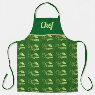Delantal Logotipo vegan hoja verde y oro personalizado