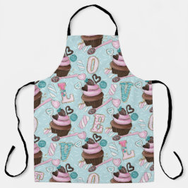 DELANTAL LOLLIPOPS DE DÍA DE SAN VALENTÍN VERDE ROWN PINK