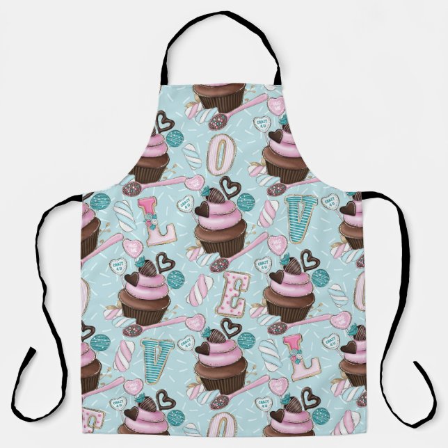 DELANTAL LOLLIPOPS DE DÍA DE SAN VALENTÍN VERDE ROWN PINK (Anverso)