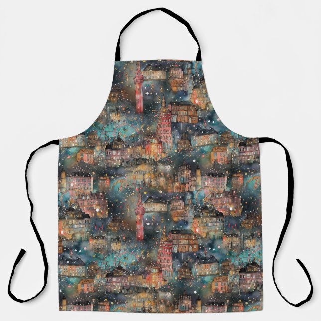 Delantal Londres en Navidades y Año Nuevo en acuarelas (Anverso)