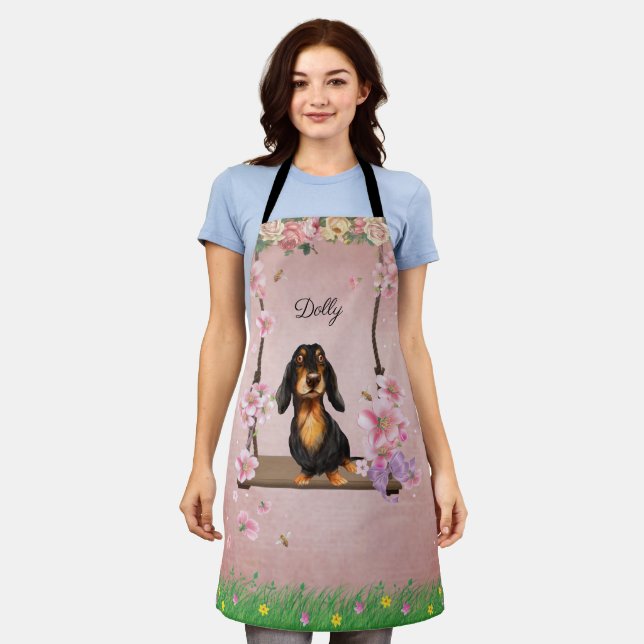 Delantal Long Hair Dachshund Apron (Gastado)