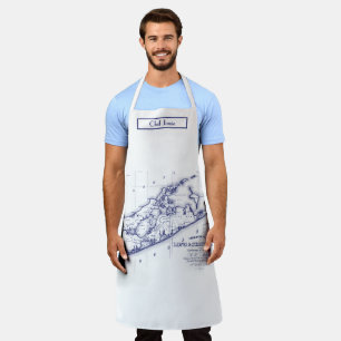 Delantal Long Island The Hamptons Map Navy Blue