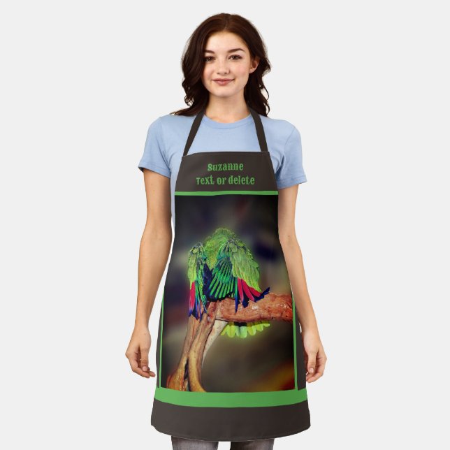 Delantal Loro de Amazonía amarilla personalizado (Gastado)