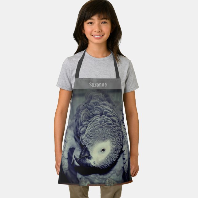 Delantal Loro gris africano tonto personalizado (in situ)