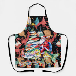 Delantal Los amantes de la pesca Navidades con peces de San