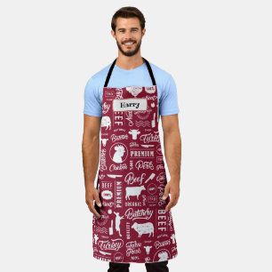 Delantal Los Carniceros Rojos Cortan El Apron Imprimido Tod
