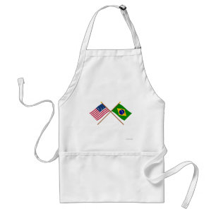 Delantal Los E.E.U.U. y banderas cruzadas el Brasil