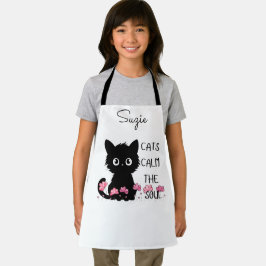 Delantal Los gatos calman el alma adornan al gato negro con