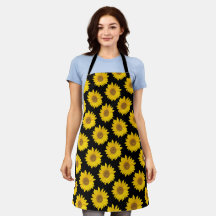 Los girasoles amarillos en el Apron negro
