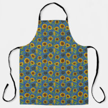 Los girasoles en la Ucrania azul apoyan a Apron
