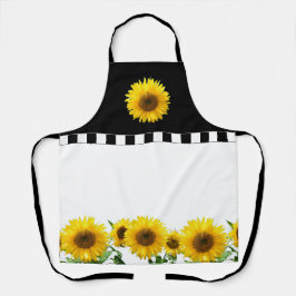 Delantal Los girasoles en negro y blanco