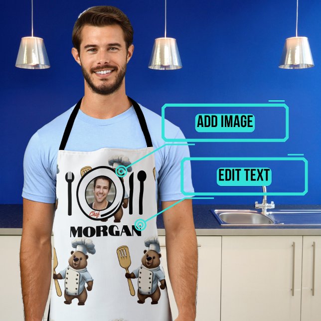 Delantal Los hombres del chef del oso (We put a lot of thought into this fun design to brighten up your cooking and chores.)