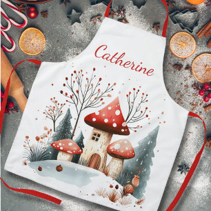 Delantal Los hongos del bosque de Woodland Winter personali