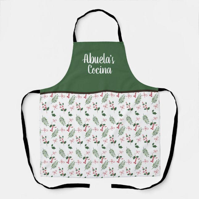 Delantal Los Navidades de Abuela en Cocina Holly están roba (Anverso)