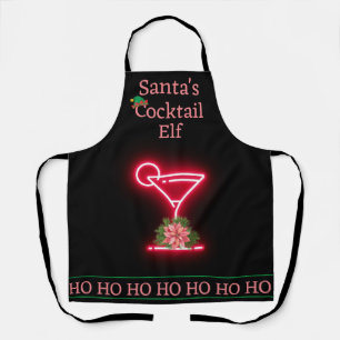 Delantal Los Navidades de Santa Cocktail Elf Black and Neon