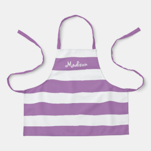 Delantal Los niños cortan morado y rayas blancas personali
