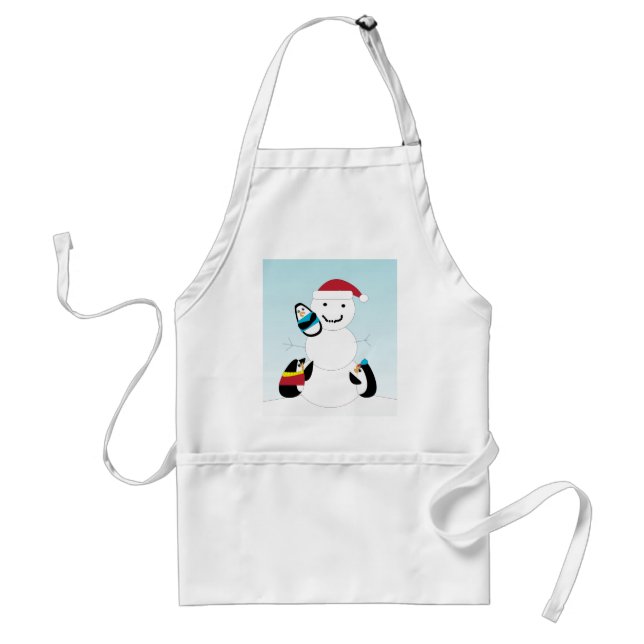 Delantal Los pingüinos construyen un Apron Snowman (Frente)