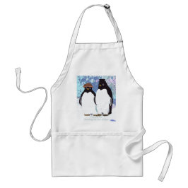 Delantal Los pingüinos, tú y yo, haciendo la prueba del tie