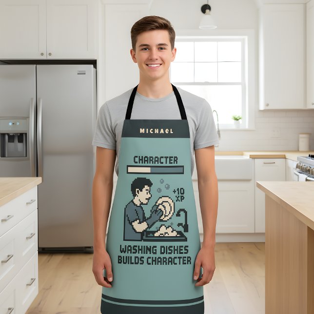 Delantal Los Platos De Lavado Generan Diversión Del Jugador (Level up your life skills with this hilarious gamer-themed apron.)