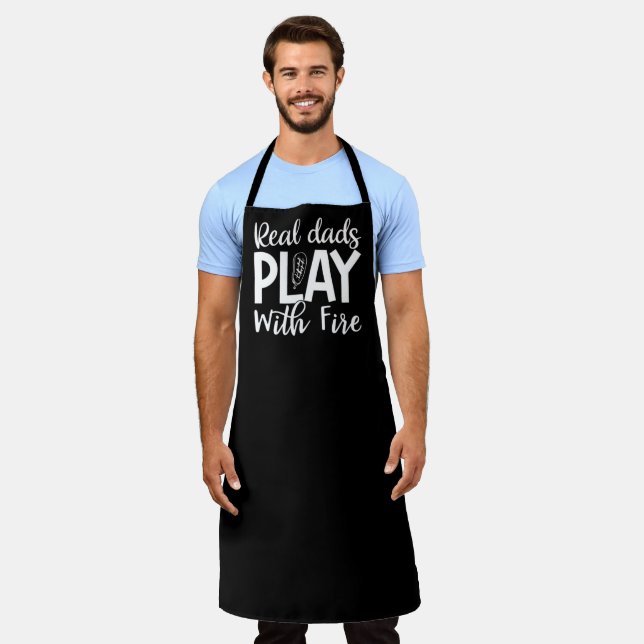 Delantal Los Verdaderos Dads Juegan Con Fire BBQ Gran Apron (Gastado)