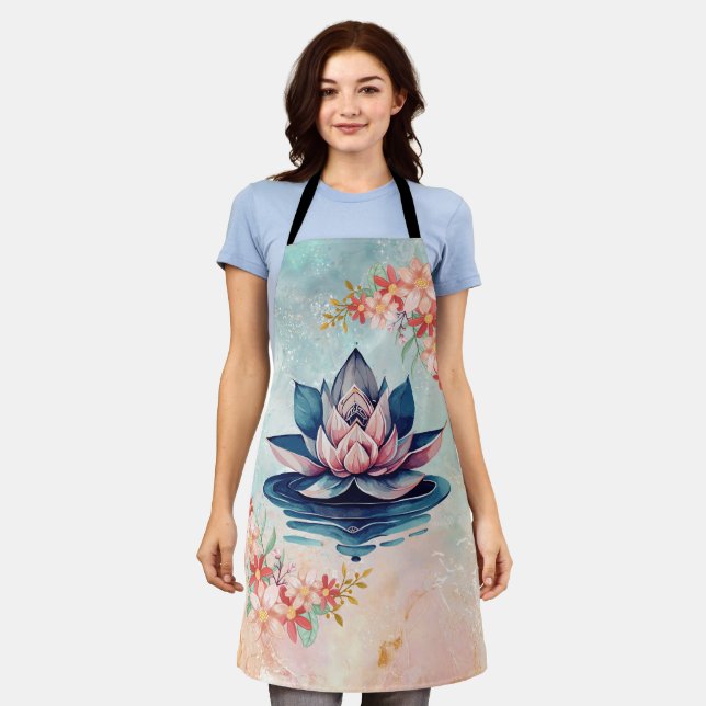 Delantal Loto de Aguas Tranquilas – Floral Suave (Gastado)