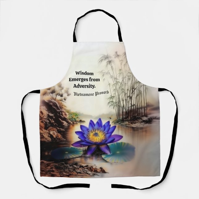 Delantal Lotus azul que emerge de las aguas turbias (vietna (Anverso)