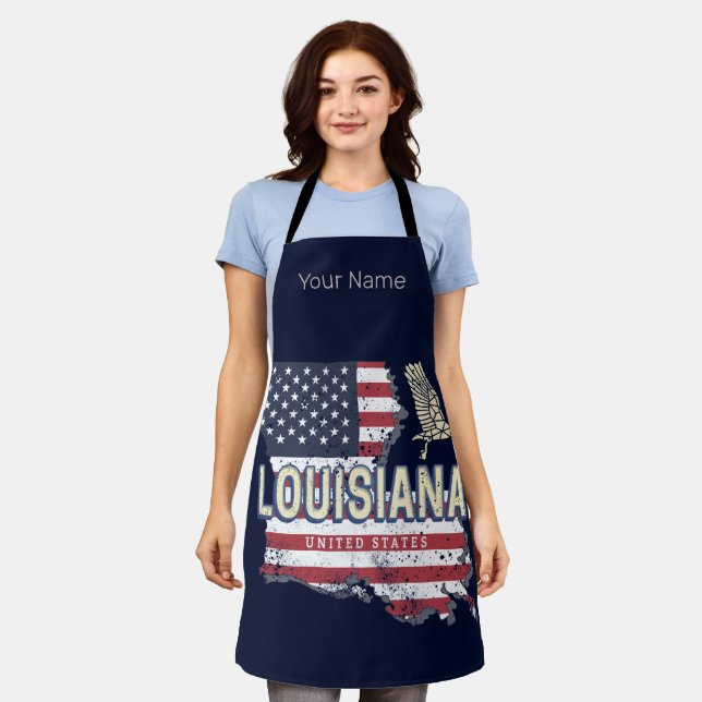 Delantal Louisiana Estados Unidos Retro Map Vintage Estados (Gastado)
