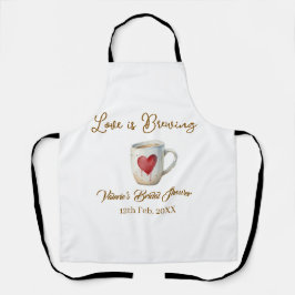 Delantal Love is Brewing white coffee mug heart bridal show