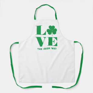 Delantal Love Shamrock Clover Personalizado irlandés Textos