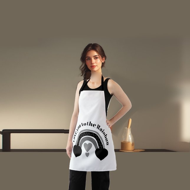 Delantal Love you to the Rainbow Minimal Black White Couple (Love you to the Rainbow Minimal Black White Couple Apron)
