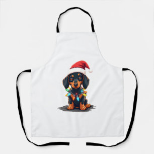 Delantal Luces de Navidad Dachshund Sombrero de Santa Navid