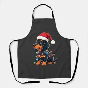 Delantal Luces de Navidad Dachshund Sombrero de Santa Navid