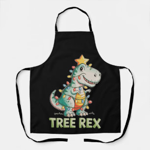 Delantal Luces de Navidad Dinosaurio T Rex Tree Rex