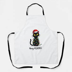 Delantal Luces de Navidad Divertidas Gato Feliz Kissmyass P