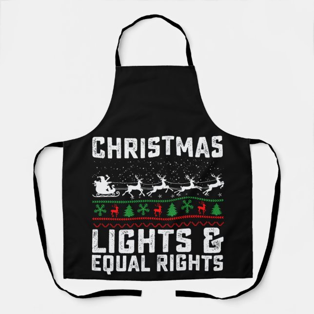 Delantal Luces de Navidad e Igualdad de Derechos Feminista (Anverso)