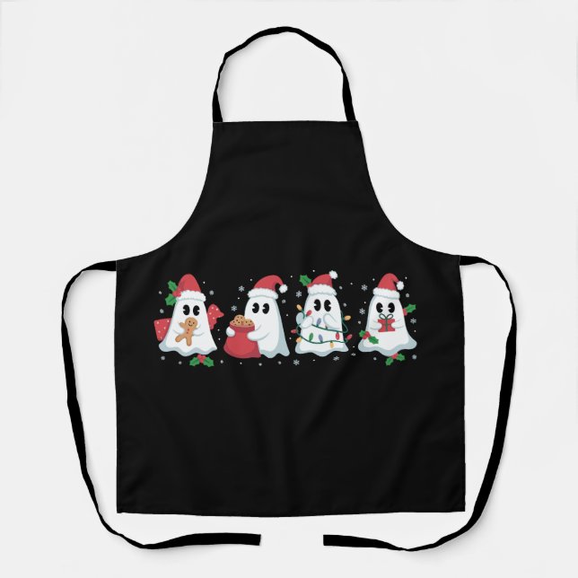 Delantal Luces de Navidad Fantasma Bonito Xmas Boo  (Anverso)