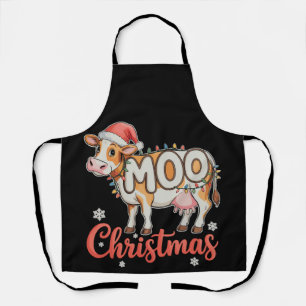 Delantal Luces de Navidad MOO Vaca Granjero Agricultura