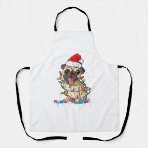 Delantal Luces del árbol de Navidad Pug Santa Perro Regalos
