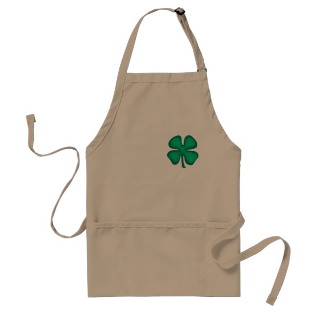 Delantal Lucky 4 Leaf Irish Clover khaki cocinero apósito (Frente)