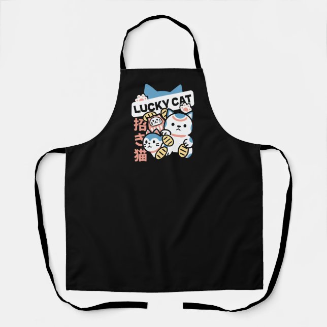 Delantal Lucky Cat Art – Maneki Neko with Gold Coin (Anverso)