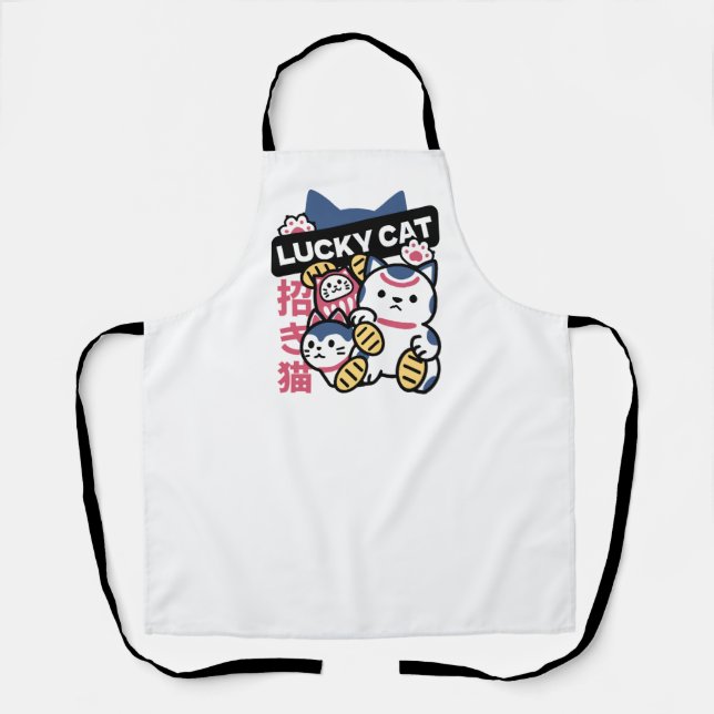 Delantal Lucky Cat Maneki Neko – Japanese Fortune Cat  (Anverso)
