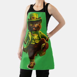 Delantal Lucky leprechaun black cat Saint Patrick's Day Pat