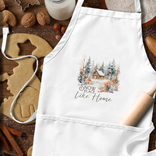 Delantal Lugar de nieve como casa, Navidades de cabaña de m