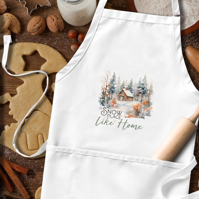 Delantal Lugar de nieve como casa, Navidades de cabaña de m (Subido por el creador)
